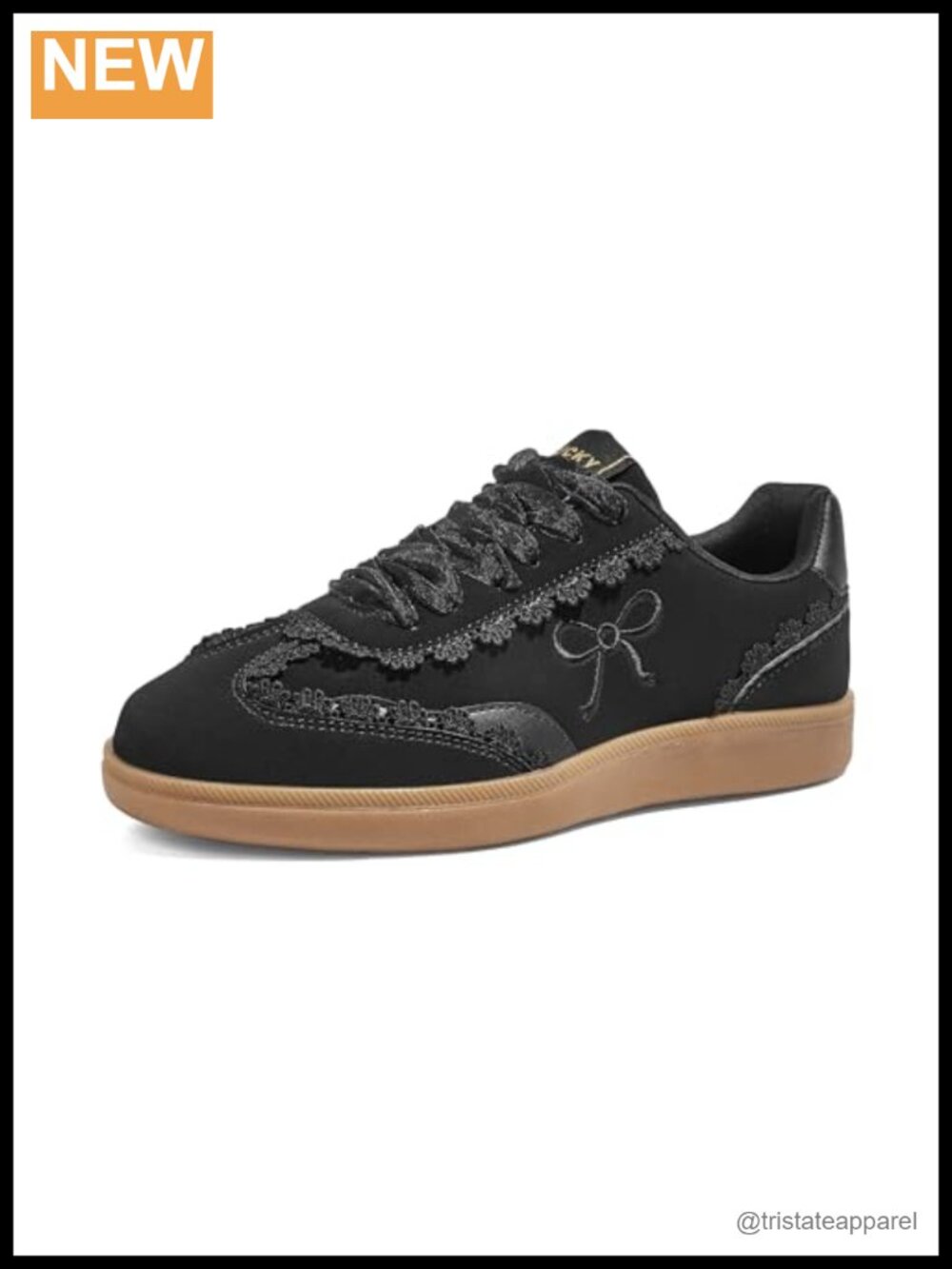 Faux Leather Lace Sneakers with Organza Ribbon Ballet-Inspired